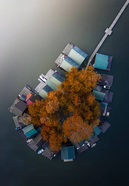 Tata Hongrie Vue Aérienne Haut Vers Bas Une Petite Île — Photo