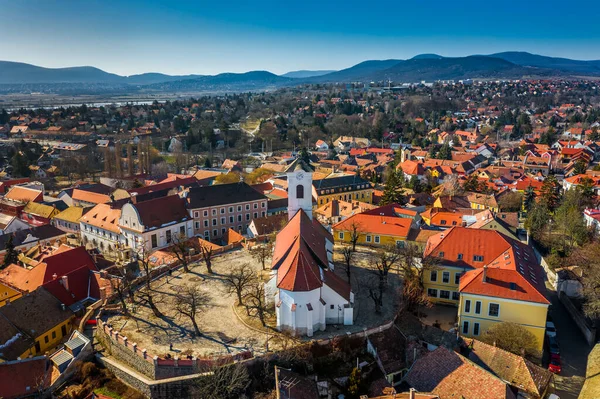 Szentendre Ουγγαρία Αεροφωτογραφία Της Πόλης Szentendre Την Ηλιόλουστη Μέρα Τον — Φωτογραφία Αρχείου