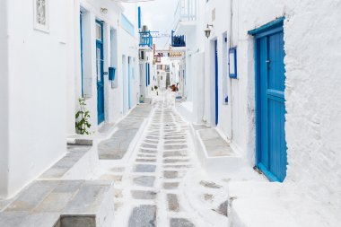 Mykonos empty streetview at early morning, Greece clipart