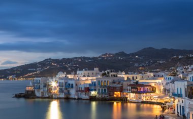 Küçük Venedik of Mykonos town adlı mavi saat, Yunanistan