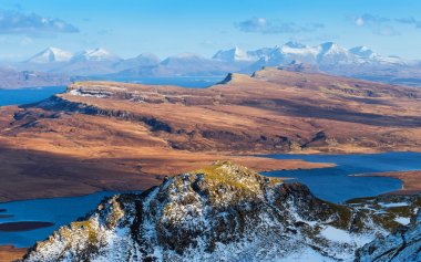 The Scottish Highlands skyline shot from the Old Man of Storr at daytime - Isle of Skye, Scotland, UK clipart