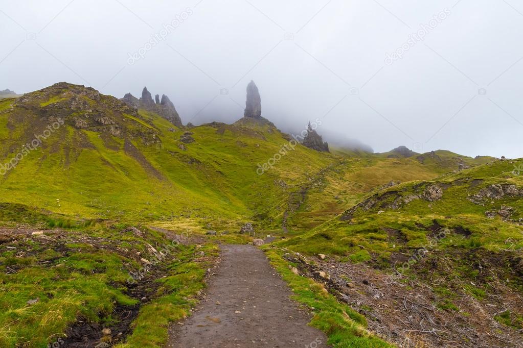 The way up to the Old Man of Storr on a cloudy day - Isle of Skye, Scotland, UK