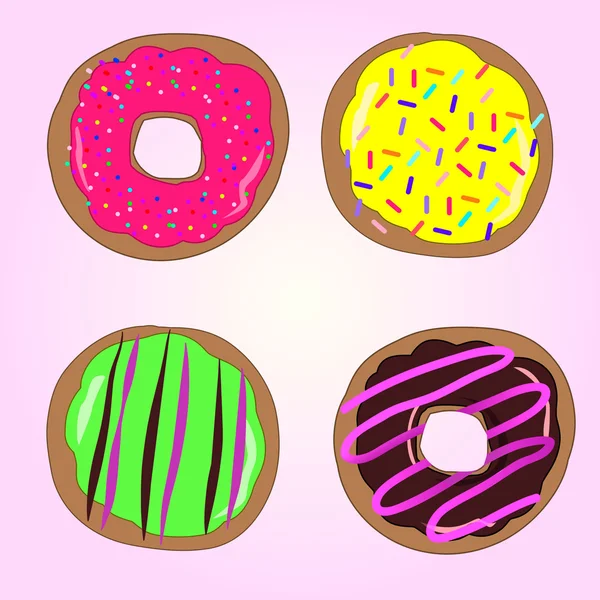 Colorful vector donuts — Stock Vector