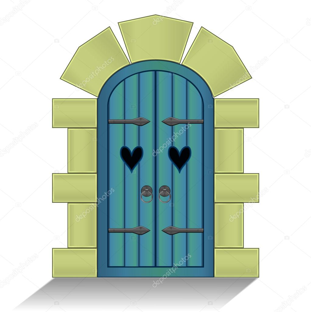 Blue vintage door vector
