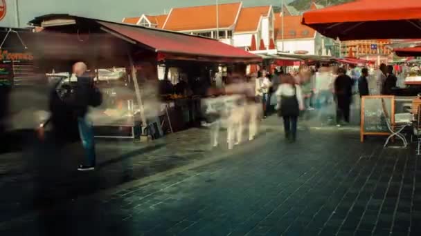 Offentliga marknaden i Bergen — Stockvideo