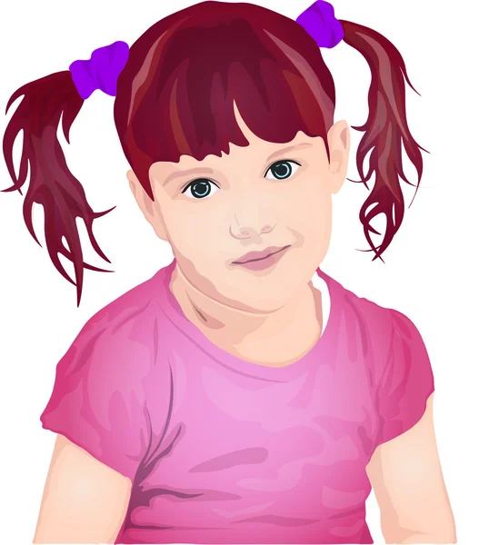 Chica con coletas — Vector de stock