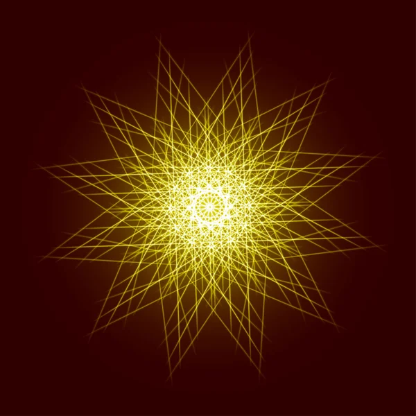 Energy power bright burst star space explosion pattern geometrical abstract light background gold. Vector illustration — Stok Vektör