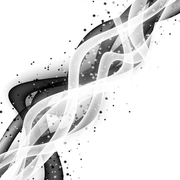 Abstract wave modern layout with fresh white black contrast swoosh line with splashes. Vector illustration — Stockvector