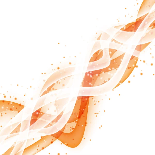 Diseño moderno de onda abstracta con línea swoosh naranja blanca fresca con salpicaduras. Ilustración vectorial — Vector de stock