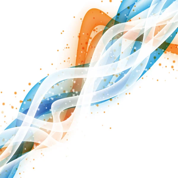Abstract wave modern layout with fresh white blue orange swoosh line with splashes. Vector illustration — Stockvector