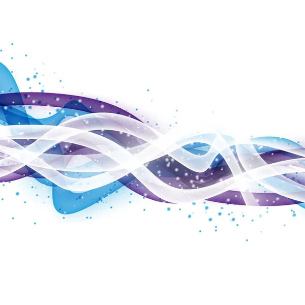 Abstract wave modern layout with fresh white blue violet swoosh line with splashes. Vector illustration — Stockvector