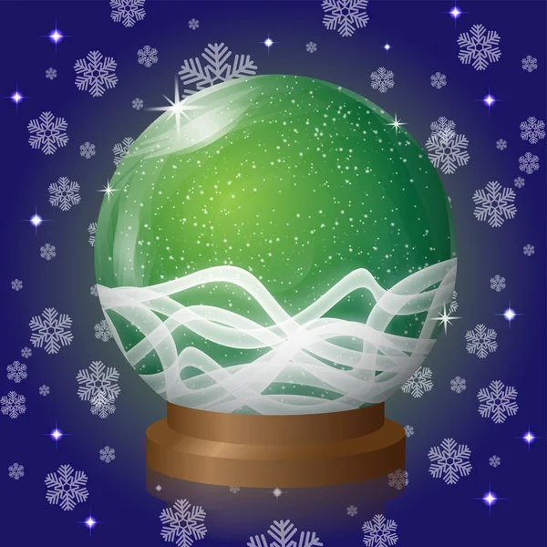 Boule à neige vide verte au design rétro blizzard — Image vectorielle