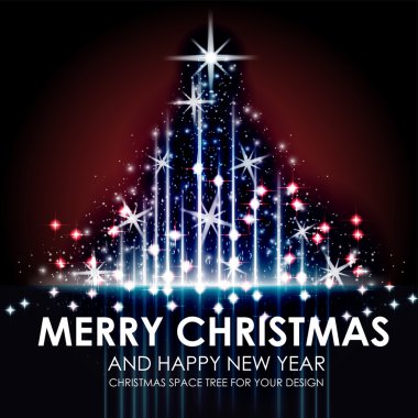 Mavi kırmızı alanı parlayan Noel ağacı tasarım