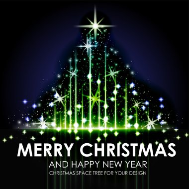 Yeşil mavi alan parlayan Noel ağacı tasarım