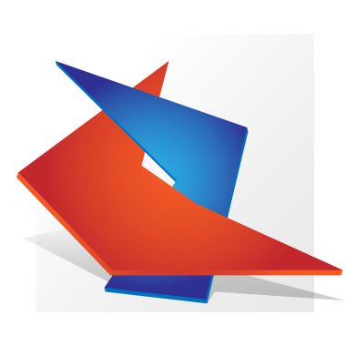 Çift sembolü logo parthnership kağıt tasarımı kırmızı mavi