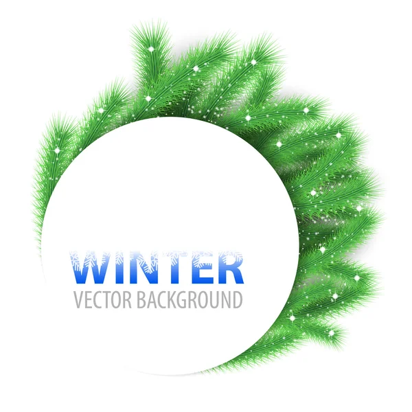 Kerstboom takken rond witte cirkel achtergrond moderne fe — Stockvector