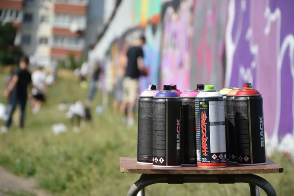 Kharkov Ukraine August 2020 Used Montana Black Hardcore Aerosol Spray — Stock Photo, Image