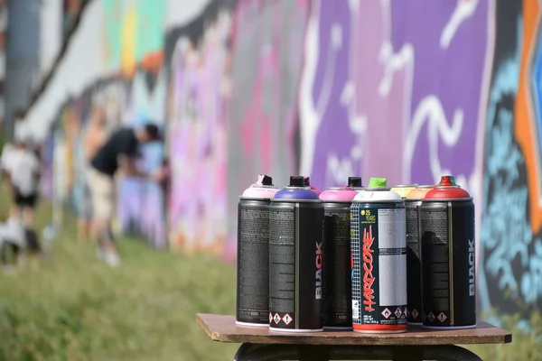 Kharkov Ukraine August 2020 Used Montana Black Hardcore Aerosol Spray — Stock Photo, Image