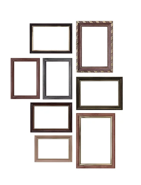 Set Empty Picture Frames Free Space Isolated White Background — Stock Photo, Image