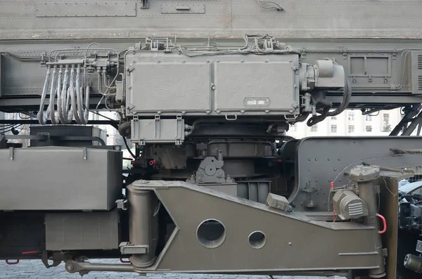 Вид Зелену Військову Вантажівку Сучасні Технології Військових Транспортних Засобів — стокове фото