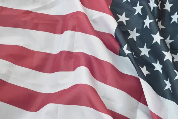 Amerikai Egyesült Államok Lengeti Zászlót Sok Hajtással Hazafias Háttér Usa — Stock Fotó