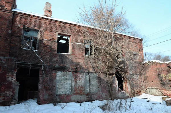Fragment Abandoned Two Story Building Military Operations Donetsk Region — Stock Photo, Image
