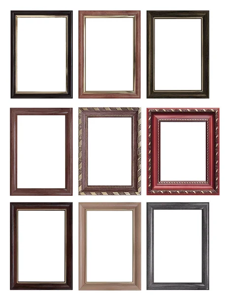 Set Empty Picture Frames Free Space Isolated White Background — Stock Photo, Image