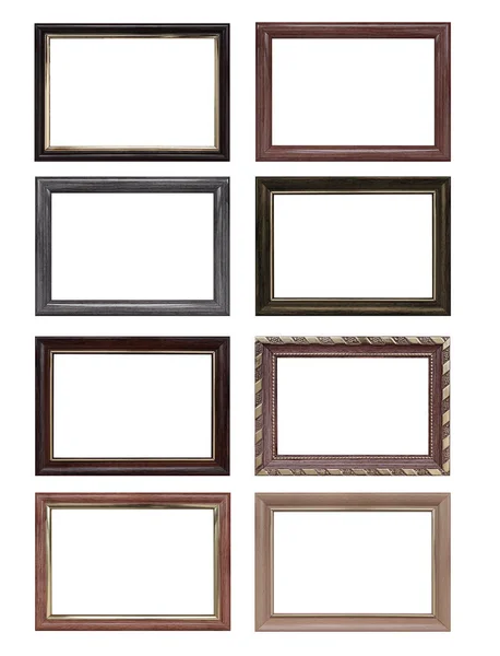 Set Empty Picture Frames Free Space Isolated White Background — Stock Photo, Image