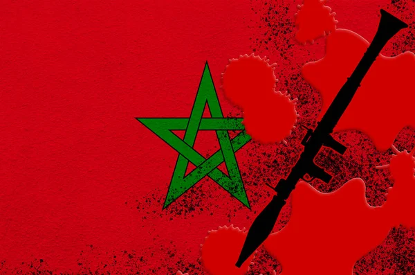 Drapeau Maroc Lance Grenades Propulsion Fusée Rpg Noir Sang Rouge — Photo