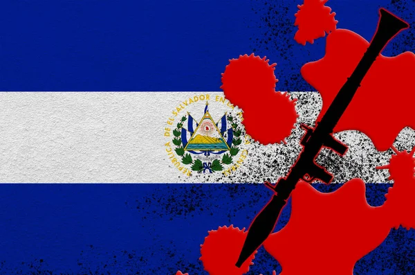 Bandeira Salvador Lança Granadas Rpg Preto Sangue Vermelho Conceito Para — Fotografia de Stock