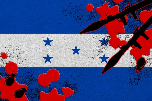 Lance Roquettes Lance Drapeaux Honduras Avec Grenades Dans Sang Concept — Photo