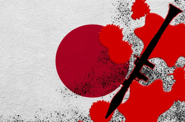 Bandera Japón Lanzagranadas Rpg Negras Propulsadas Por Cohetes Sangre Roja —  Fotos de Stock