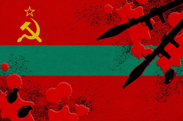 Transnistria Flag Rocket Launchers Grenades Blood Concept Terror Attack Military — Stock Photo, Image