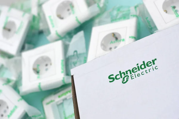 Kharkov Ukraine November 2020 Schneider Electrics Box Plastic Electrical Outlets — Stock Photo, Image