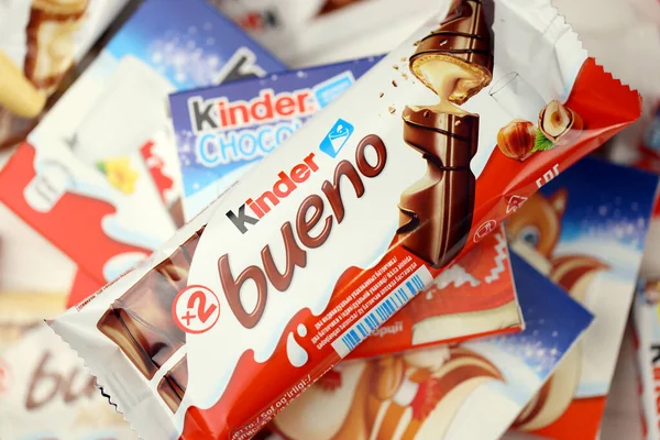 Kharkov Ukraine Novembro 2020 Muitos Produtos Diferentes Marca Kinder Fabricados — Fotografia de Stock