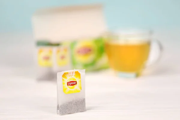 Харьков Украина Декабря 2020 Классические Зеленые Пакетики Lipton Lipton Британский — стоковое фото