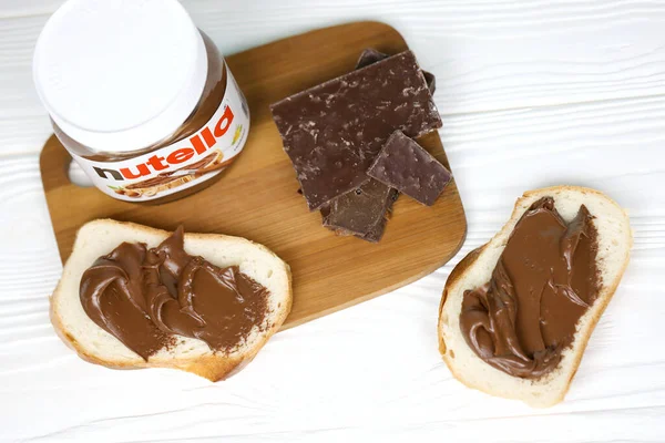 Kharkow Ukraina Grudzień 2020 Szkło Nutella Może Rozprzestrzeniać Się Świeżo — Zdjęcie stockowe