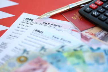 Bahreyn dinar para faturaları ve vergi formlu hesap makinesi. Vergi ve muhasebe kavramı