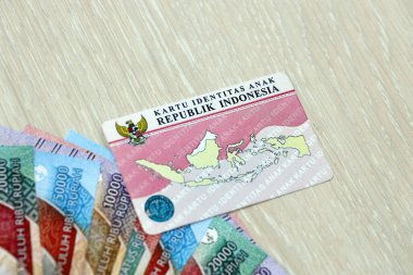 KYIV, UKRAINE - JANUARY 27, 2024 Indonesia child identity card Kartu Identitas Anak or KIA card. ID document for indonesian children close up