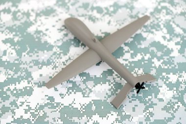 Drone unmanned autonomous technology of espionage and strikes on the enemy. Toy uav drone close up