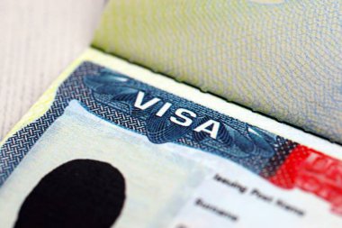 Amerika 'ya giriş ve çıkış izni olan Amerika vizesi. Pasaport sayfasında ABD vizesi