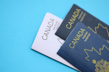 Masada Kanada pasaportu var. Kanada vatandaşları için resmi kimlik belgeleri. Seyahat ve turizm kavramı