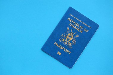 Masada Ugandalı pasaportu var. Uganda vatandaşları için resmi kimlik belgesi. Seyahat ve turizm kavramı
