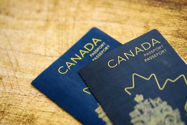 Masada Kanada pasaportu var. Kanada vatandaşları için resmi kimlik belgeleri. Seyahat ve turizm kavramı