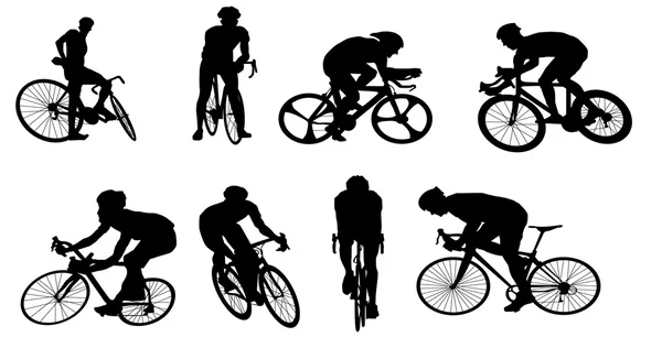 Ensemble de silhouette cycliste — Image vectorielle