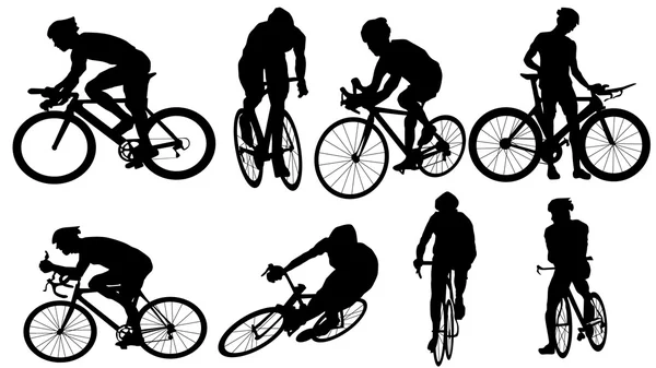 Ensemble de silhouette cycliste — Image vectorielle