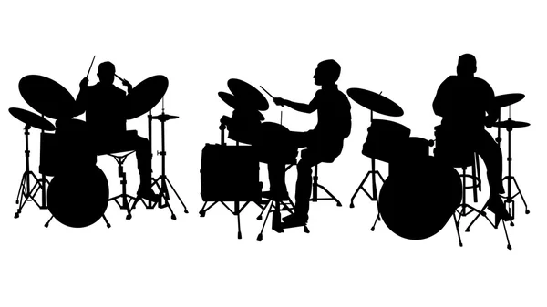 Set van drummer silhouet — Stockvector