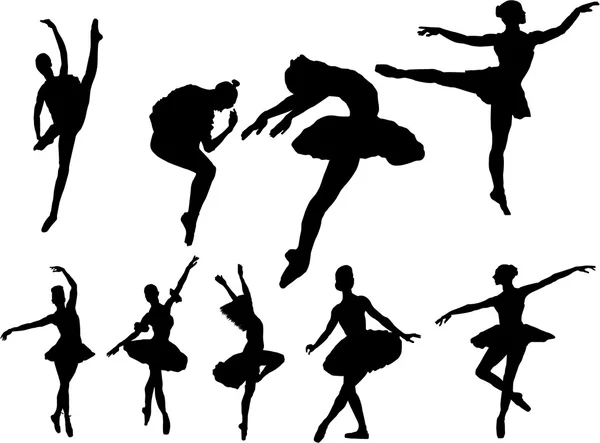 L'insieme della silhouette della ballerina vettoriale — Vettoriale Stock