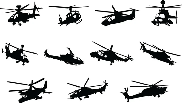 De set van militaire helikopter — Stockvector