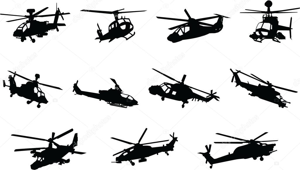 The set of military helicopter